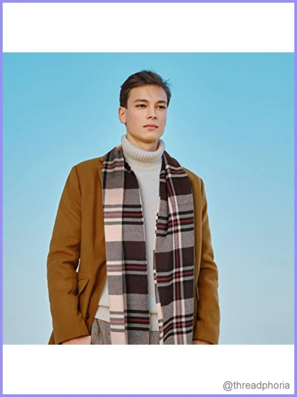 6 Pack Plaid Winter Scarves for Men & Women, Acrylic, Fringed, One Size